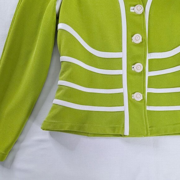 VTG Brat Green White Stripes Bold Button Up Avant Garde Jacket Blazer Art Deco - Picture 2 of 9